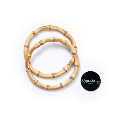 ידיות במבוק עגולות קוטר 10 סמ לתיק סרוג בעבודת יד