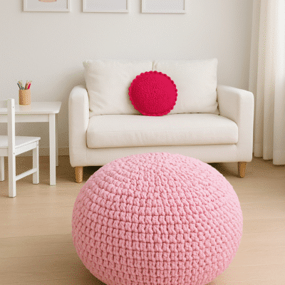 פוף סרוג | דגם קלאסי וורוד