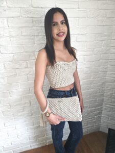 גופיית סטרפלס סרוגה קרושה סריגה במסרגה אחת Slav&So