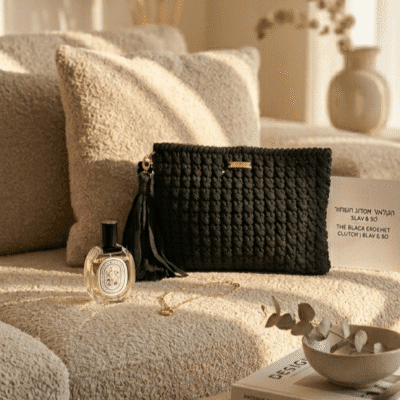 קלאצ' סרוג קרושה בצבע ירוק בקבוק Slav&So